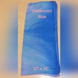 Renaissance Belly Dance Custom Watercolor Blue Chiffon Veil ~ New~ 31" X 74"